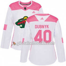 Minnesota Wild Hockeydrakt Devan Dubnyk 40 2017-2018 Hvit Rosa Fashion Adidas Authentic - Dame